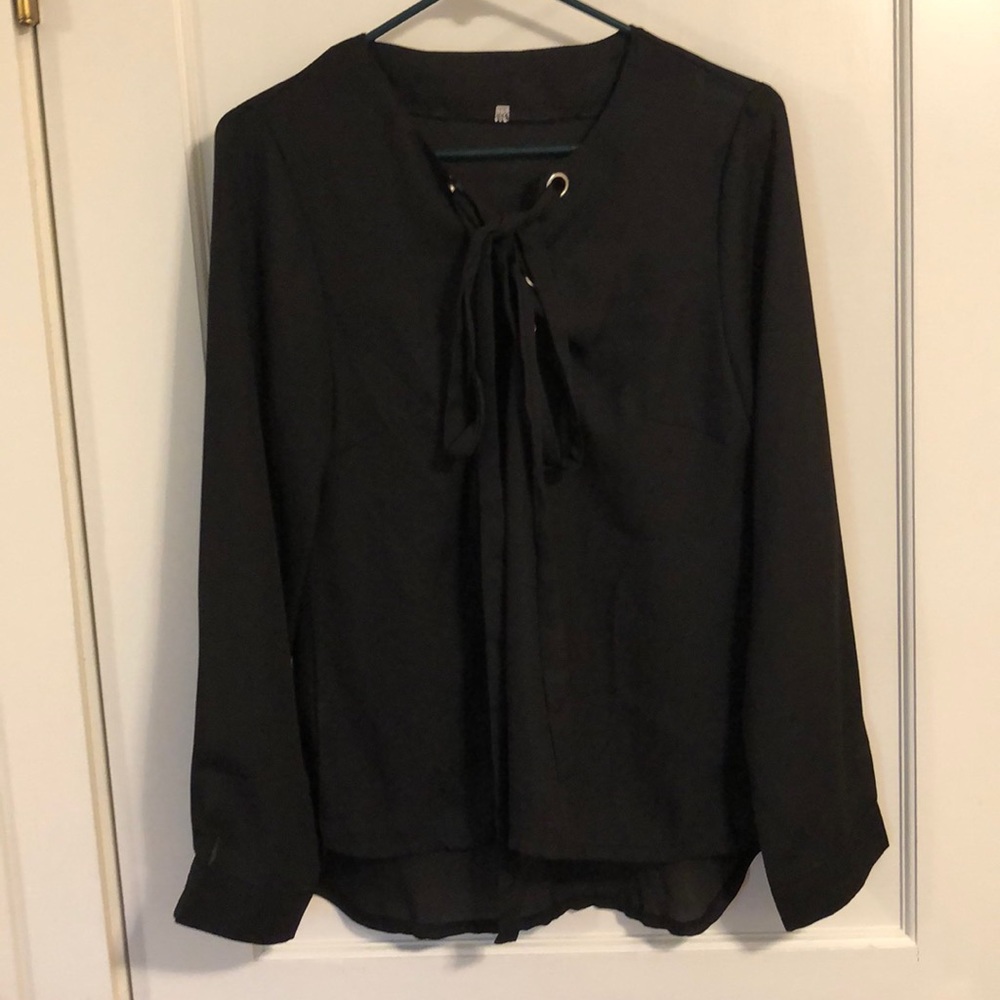 Black Lace-up Top XL